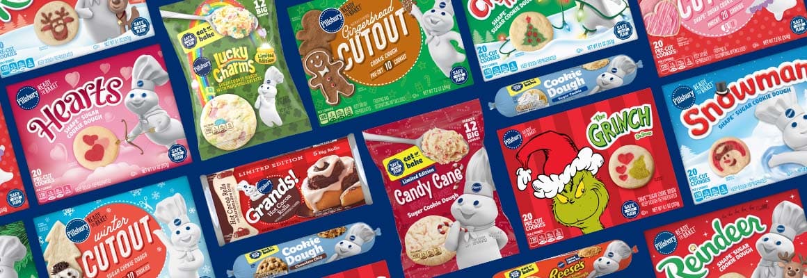 Display of various Pillsbury products.