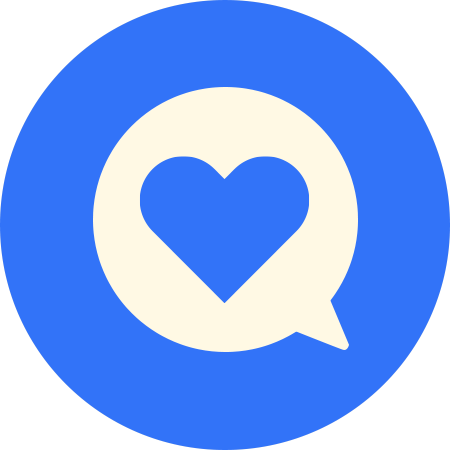 A blue speech bubble with a heart inside, symbolizing affection, love, communication, and emotional connection.