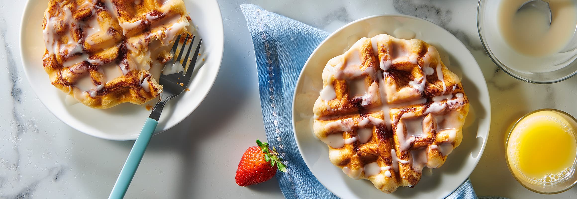 Cinnamon Roll Waffles with Cream Cheese Glaze