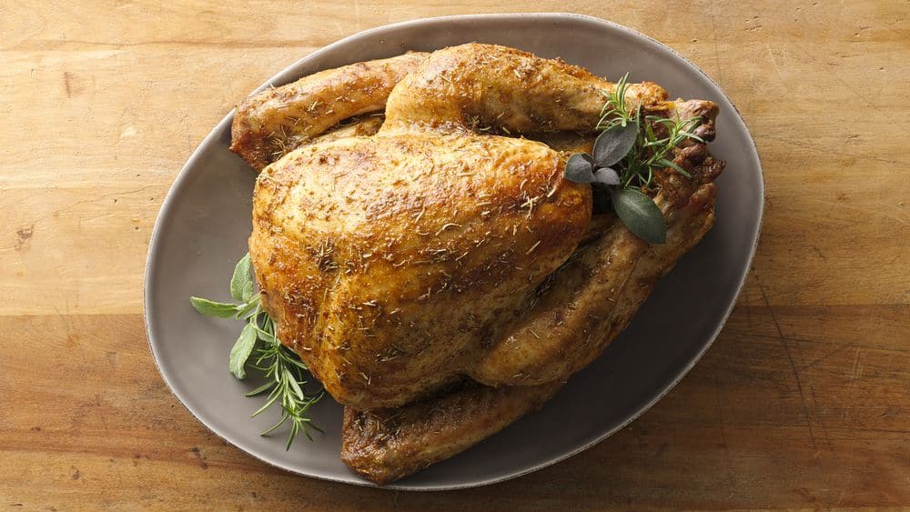 A Roasted Turkey on a tray