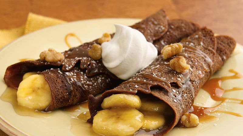 Banana-Filled Caramel-Chocolate Crepes